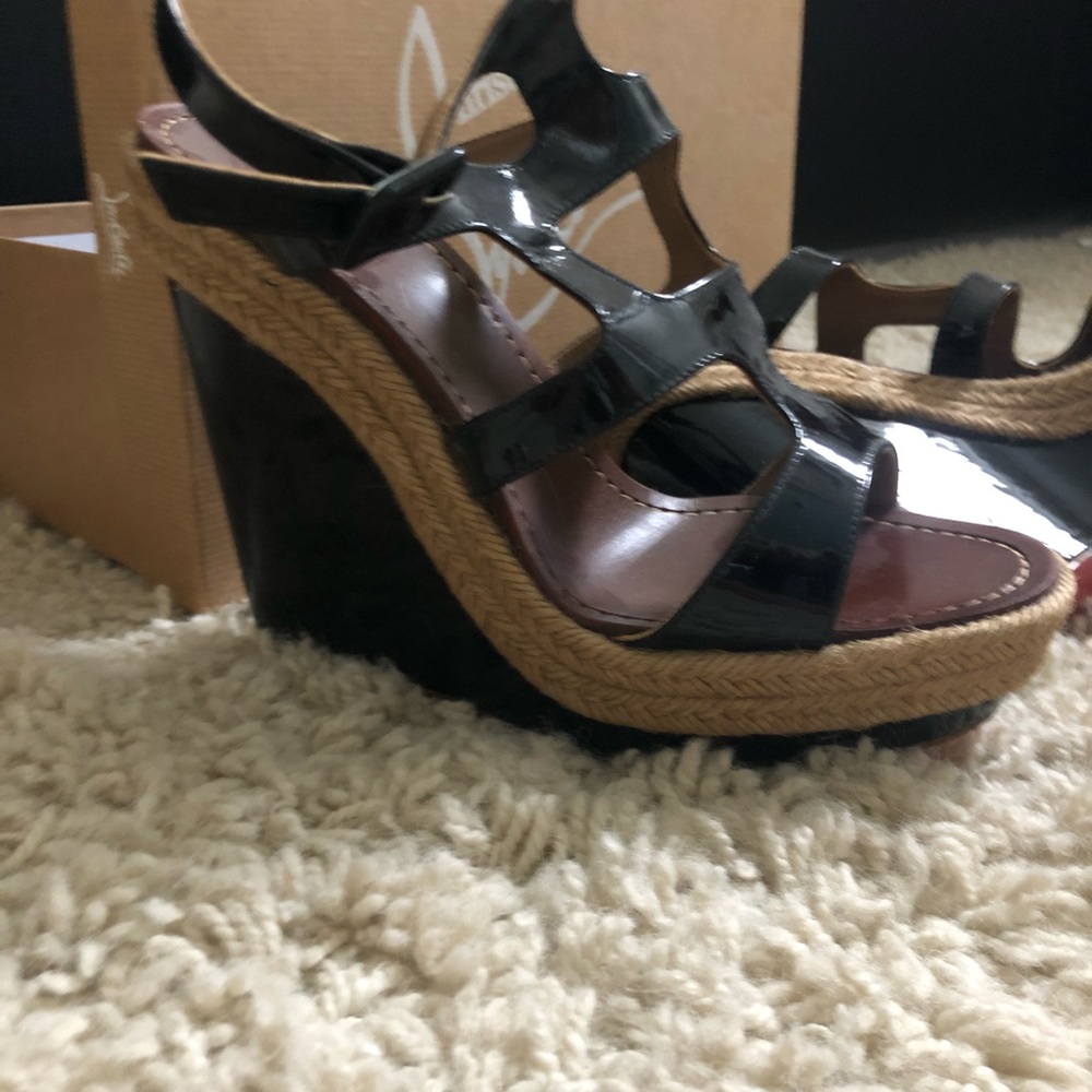 Christian Louboutin Patent Leather Strappy Wedge